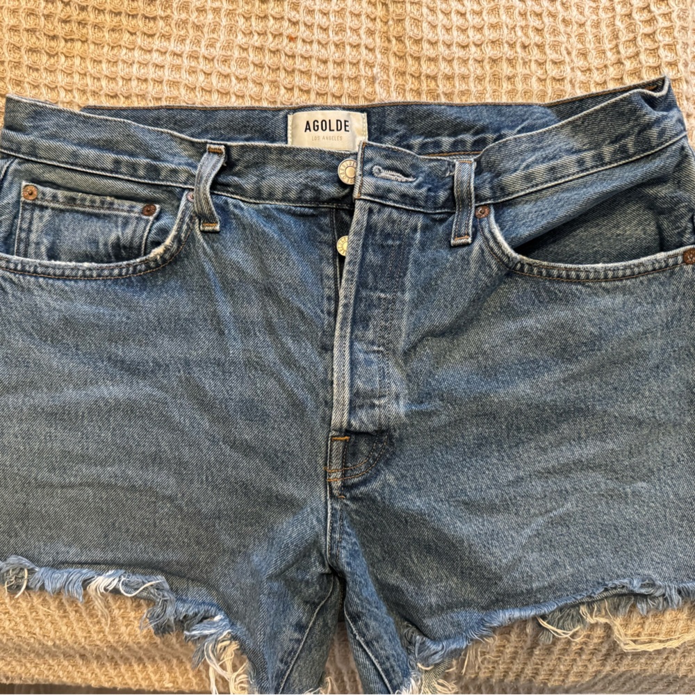 Agolde Light Blue Denim Shorts